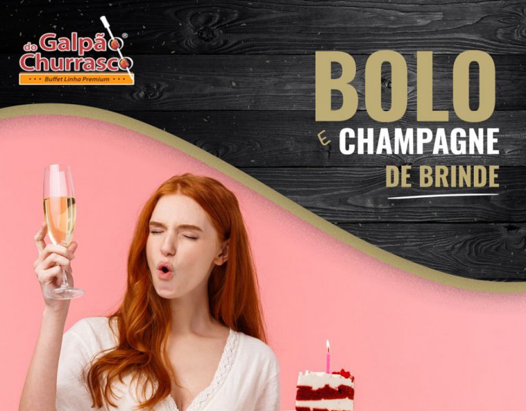 Bolo e Champanhe de Brinde.